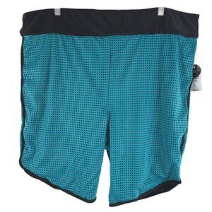 Torrid Swim Shorts Bottom 3X Teal Black Polka Dot Nylon Spandex NWT SW-2102